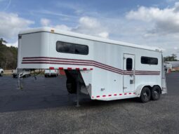 Used 2000 GORE White Aluminum Deluxe Thoroughbred 2 Horse Gooseneck Trailer with 4′ Dressing Room full