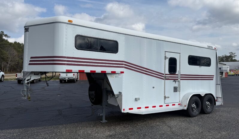 Used 2000 GORE White Aluminum Deluxe Thoroughbred 2 Horse Gooseneck Trailer with 4′ Dressing Room full