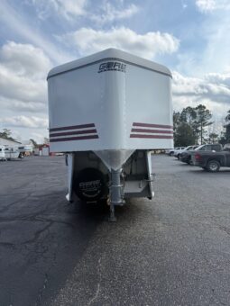 Used 2000 GORE White Aluminum Deluxe Thoroughbred 2 Horse Gooseneck Trailer with 4′ Dressing Room full
